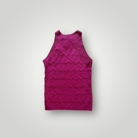 Adrienne Landau Quartz Knit Halter Sweater Tank Top Berry Pink Size M NWT Office - Picture 2 of 7